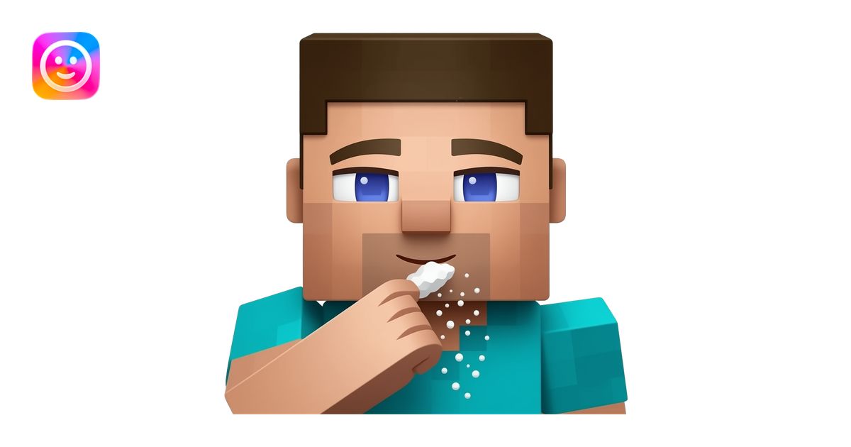 Minecraft steve sniffing a white powder emoji | AI Emoji Generator