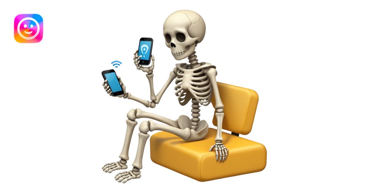 Sad Skeleton Grabs A No Wifi Cellphone And Hotspot emoji | AI Emoji ...