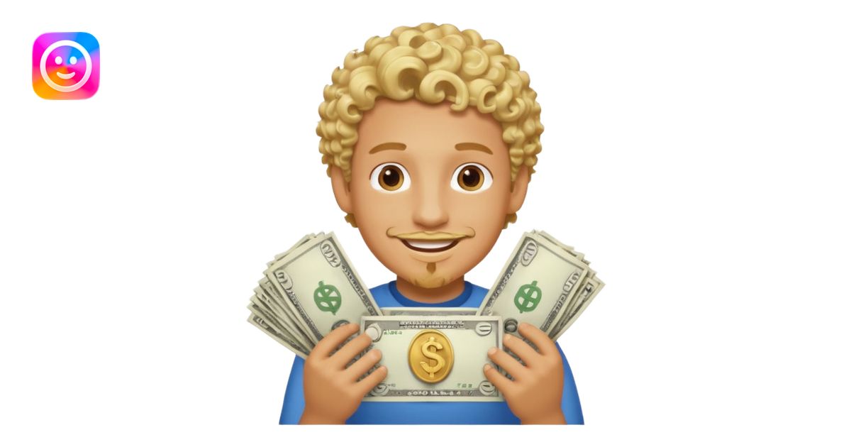 boy with curls blond and goate mogging is making a money spread emoji ...