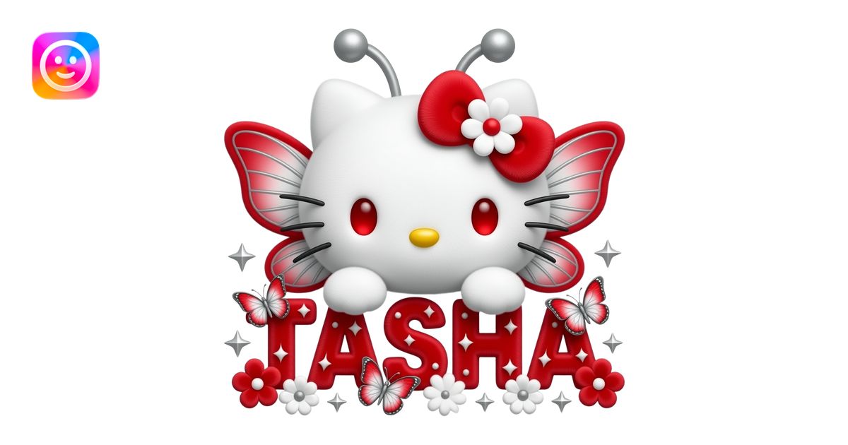 White velvety fur 3D hello kitty head, red eyes, red white ombre 3D ...