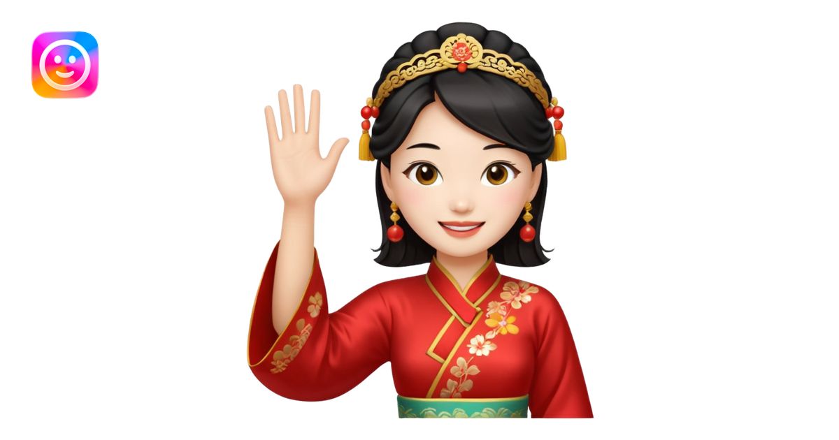 sexy chinese girl in traditional clothes waving to greet emoji | AI ...