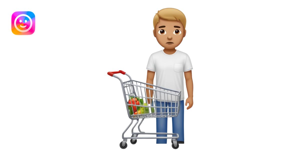 A man with an empty supermarket cart emoji | AI Emoji Generator