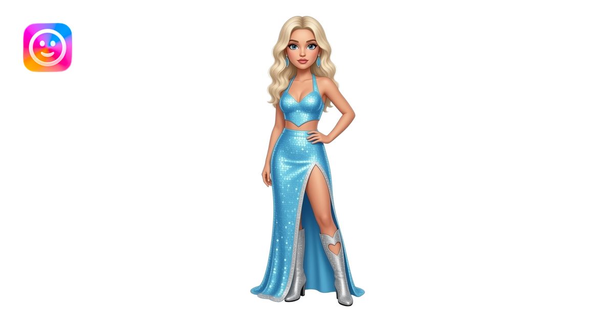 Sabrina Carpenter platinum blonde hair wears a vibrant light blue ...