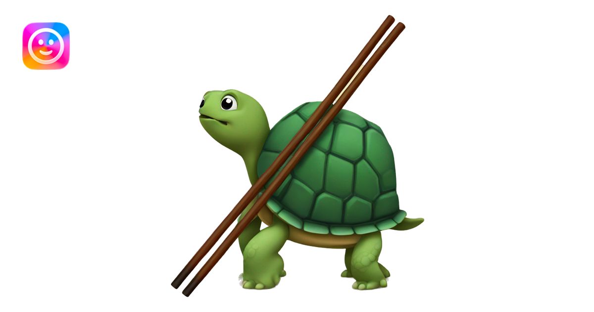 Turtle and chopsticks emoji | AI Emoji Generator