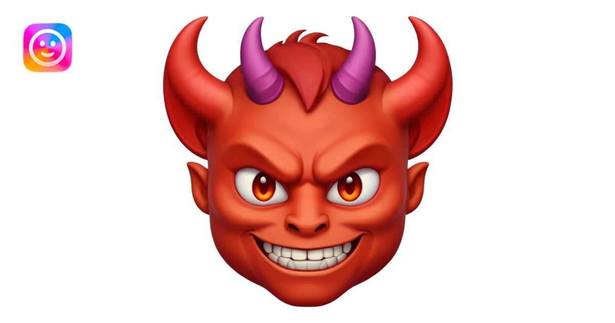 Demon cartoon emoji character, head and shoulders portrait (chest-up ...