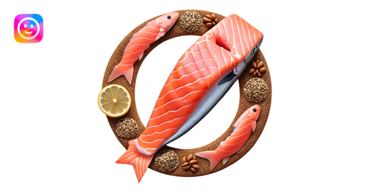 Floating arrangement of omega-3 rich foods: fresh salmon fillets ...