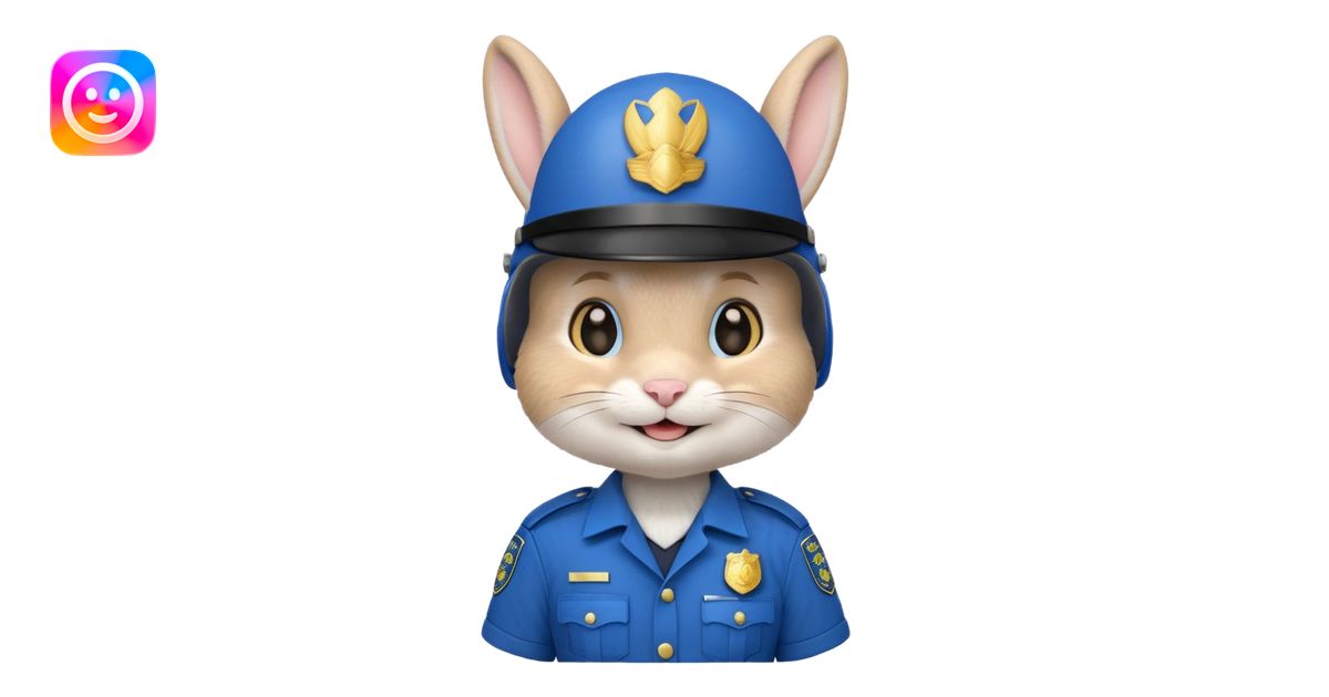 cute Rabbit police, blue uniform including helmet of uniform emoji | AI ...