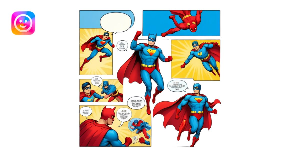 Create a vibrant and dynamic emoji representing comic books and graphic ...