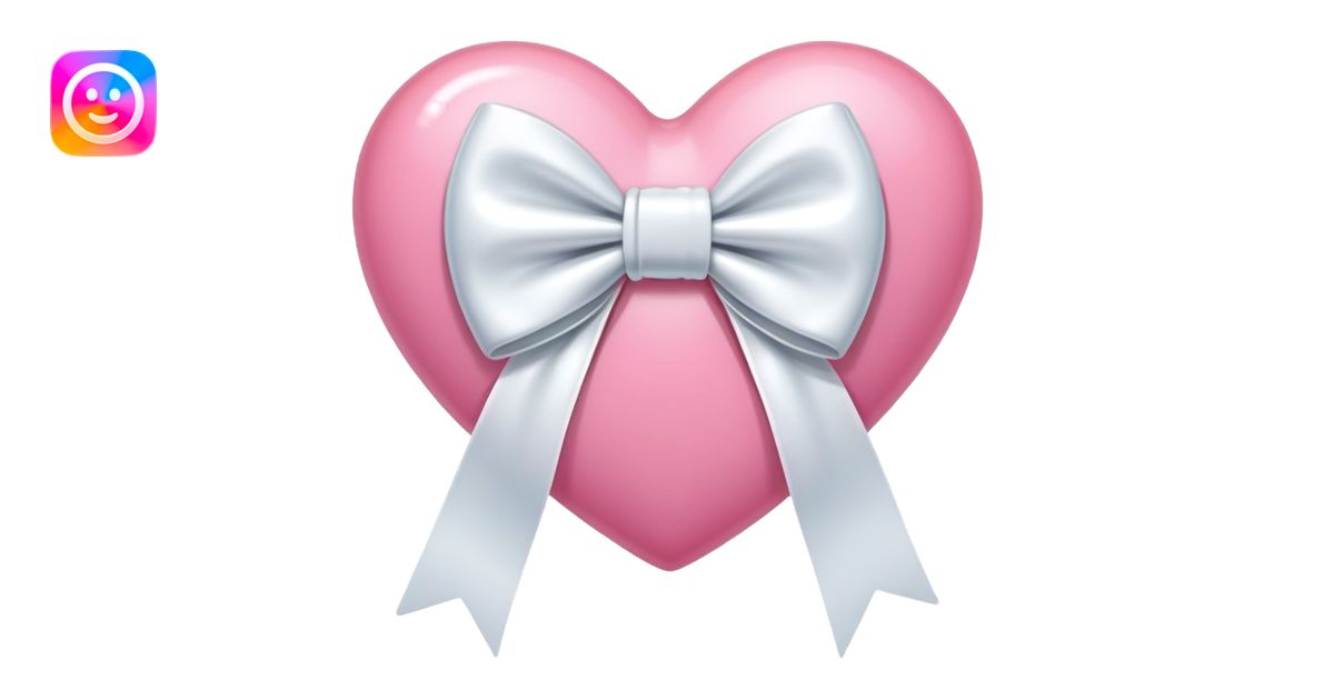 corazón rosa con moño blanco emoji | AI Emoji Generator