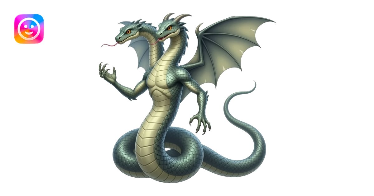 serpent with wings and arms and two heads one in her tail emoji | AI ...