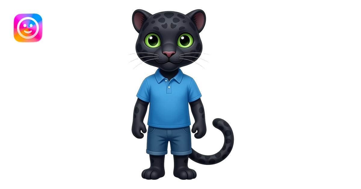 dame una pantera con camisa polo azul pero que sea animal con ojos ...
