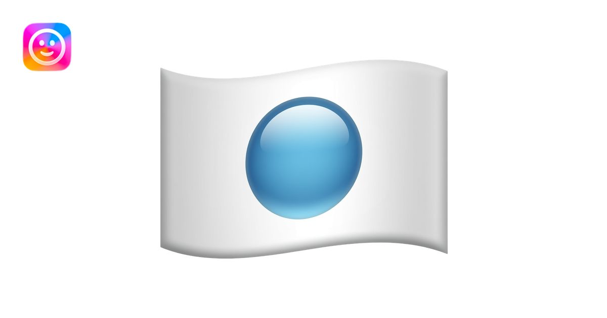 White flag with light blue sphere on it emoji | AI Emoji Generator