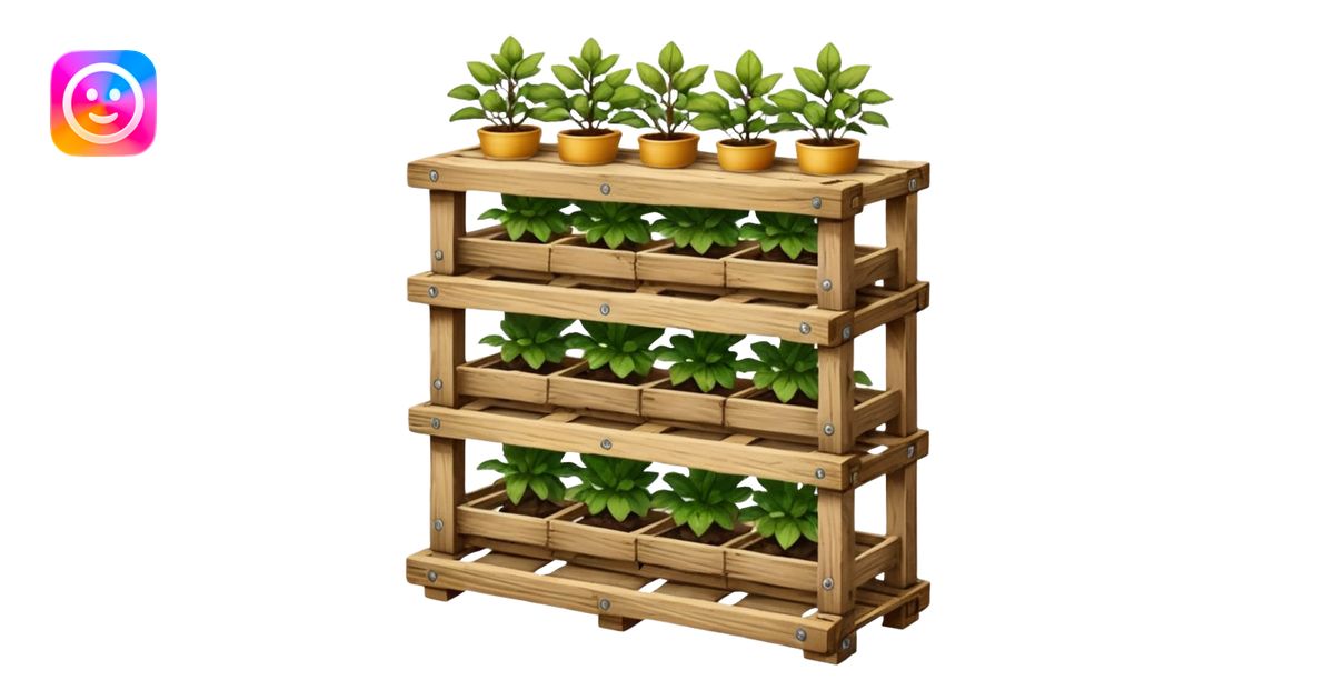 Deep Plant rack made from the wood of old oak pallets emoji | AI Emoji ...