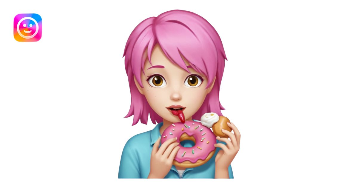 pink hair girl eating donuts emoji | AI Emoji Generator