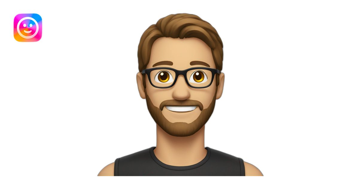 A man with brown hair and black glasses and short beard, smiling emoji ...