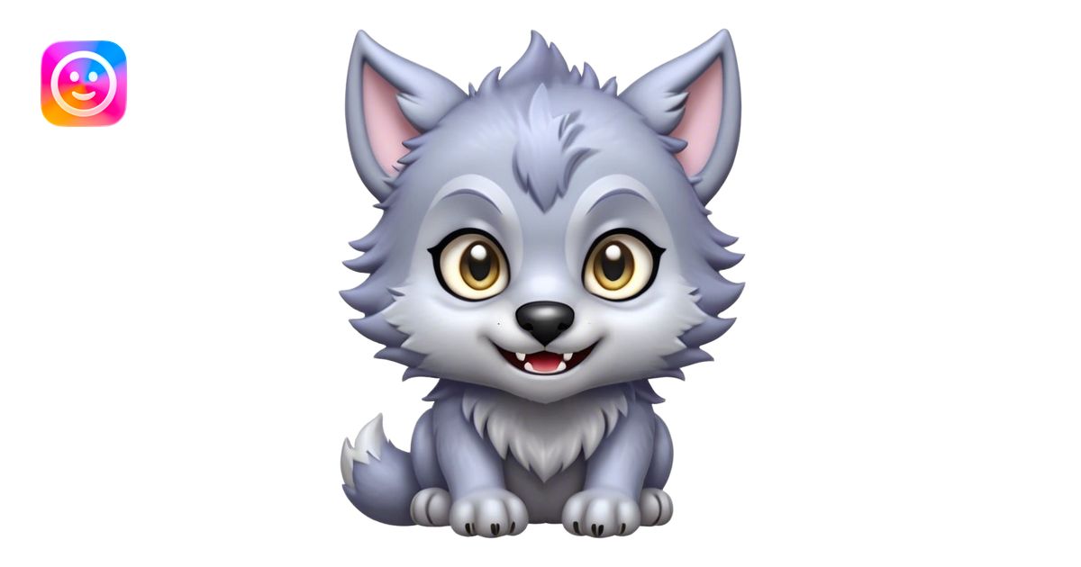 Cinematic Cute Werewolf Portrait Emoji, with a cuddly, miniature lupine ...