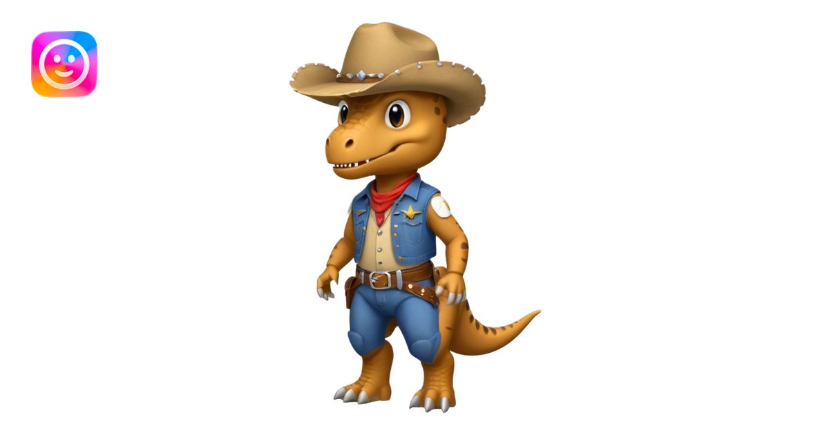 trex dinosaor with cowboy helmet with cowbot clothes emoji | AI Emoji ...