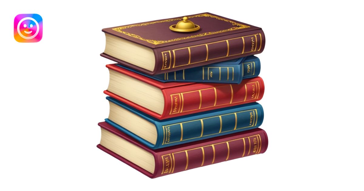 A stack of colorful spellbooks that look like they came out of a fine ...