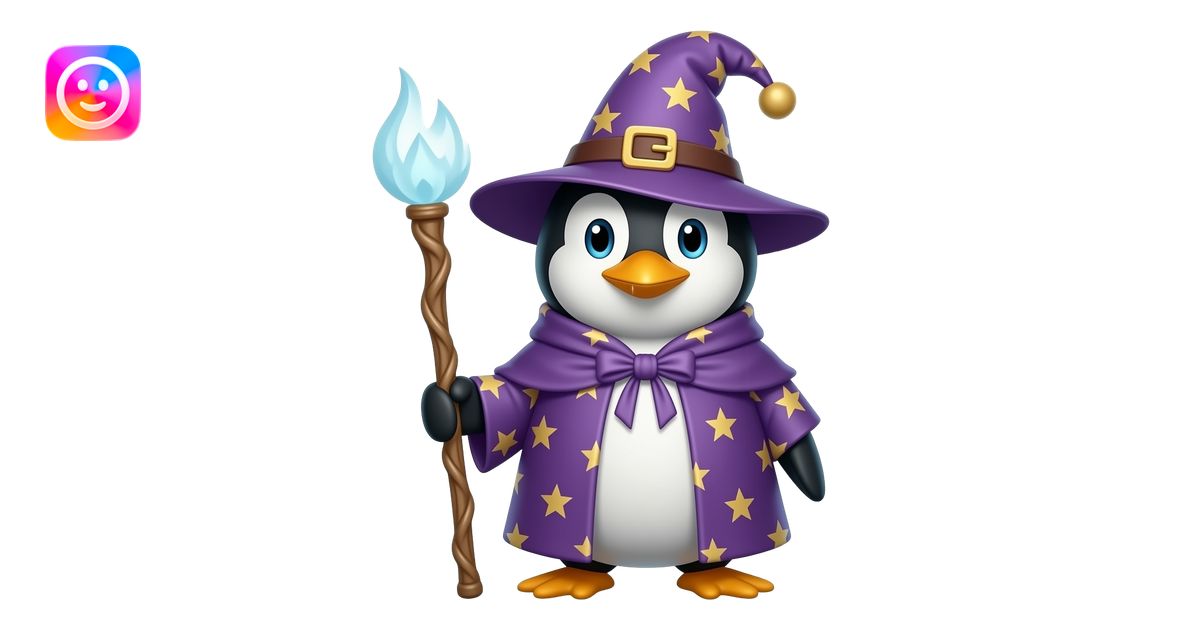 Penguin Wizard emoji | AI Emoji Generator