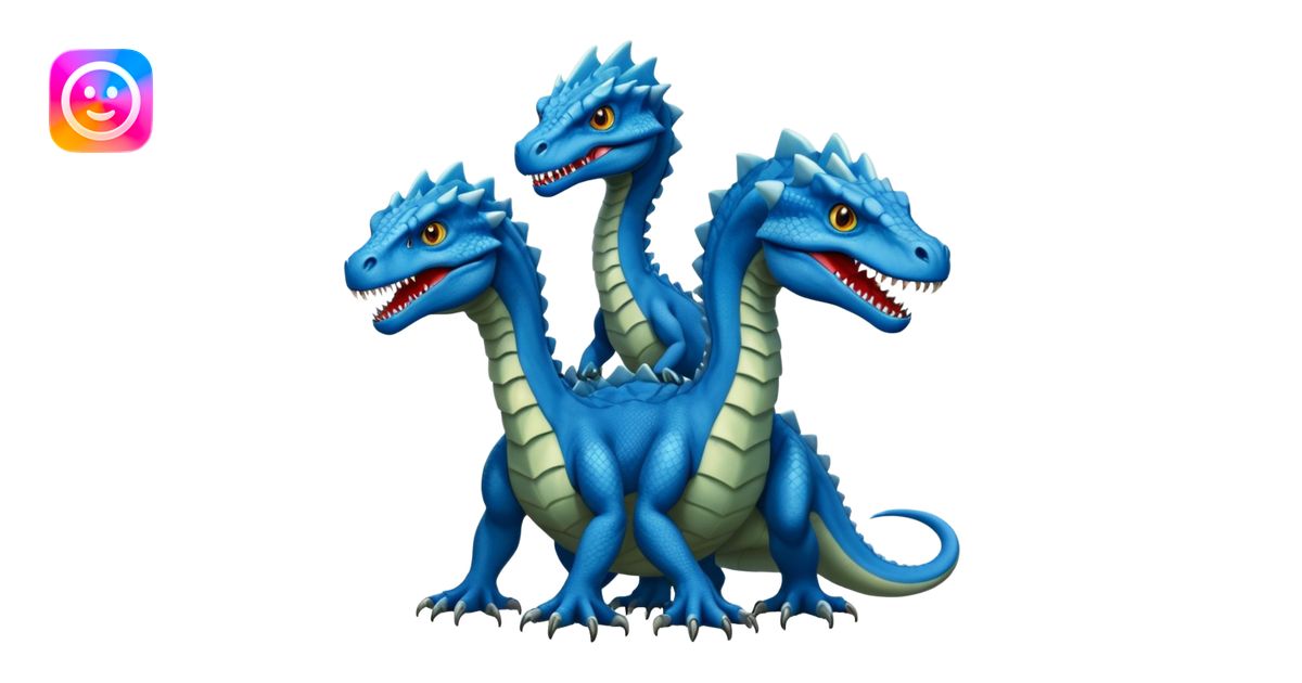 blue hydra, strong reptilian body, like a dinosaure, not like a snake ...