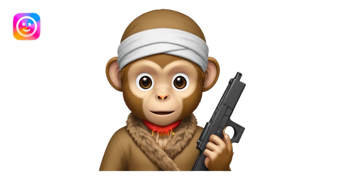 Monkey wearing a dorag and holding a glock emoji | AI Emoji Generator