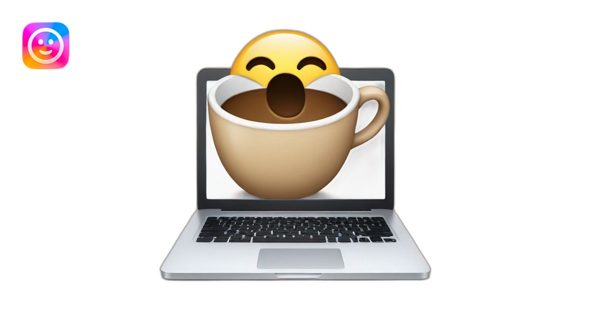 smiling coffee behind an open laptop emoji | AI Emoji Generator