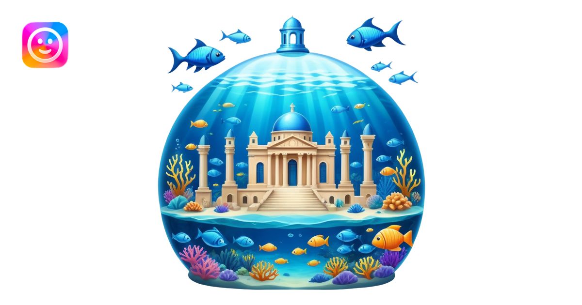 Atlantis underwater city with domed buildings, ancient Greek ...
