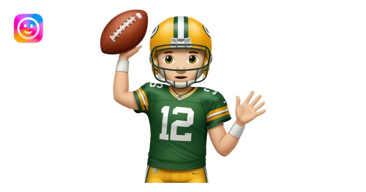 Green Bay packers player throwing the football emoji | AI Emoji Generator