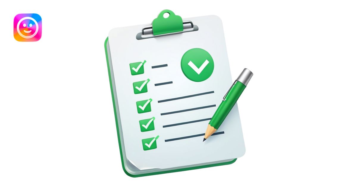 A checklist with a prominent green checkmark on the first item ...