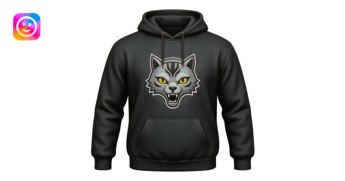 Black hoodie with a large warrior cats thunderclan logo on it emoji ...