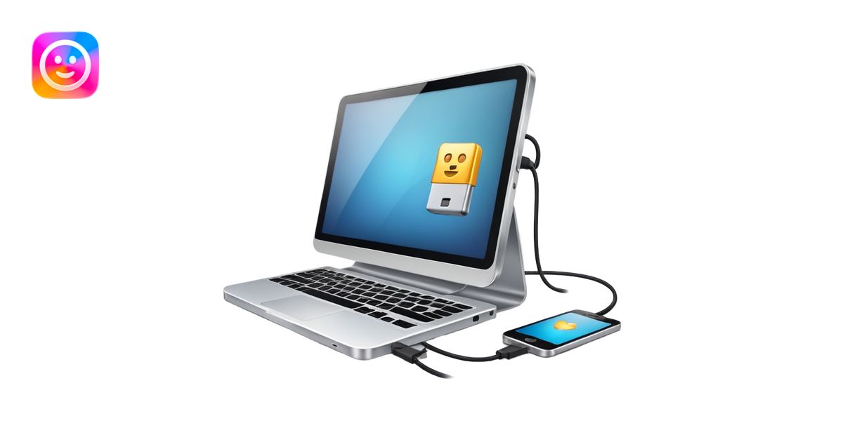 computer connected to smartphone with a USB cable emoji | AI Emoji ...