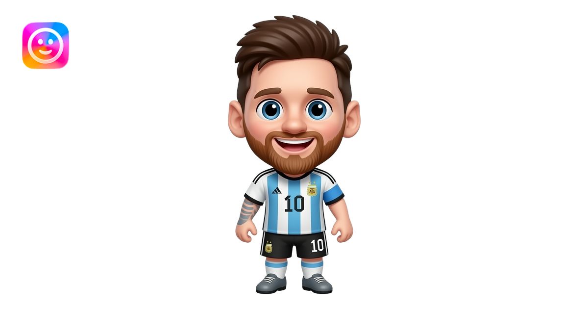 Full body 3D cartoon chibi character of Lionel Messi wearing Argentina ...
