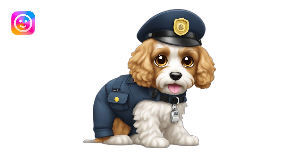 White cavapoo as an inspector emoji | AI Emoji Generator