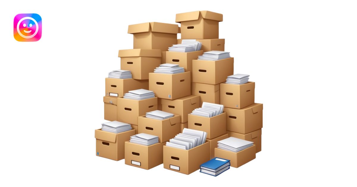 a huge boxes bursting with a lot of documents and papers emoji | AI ...