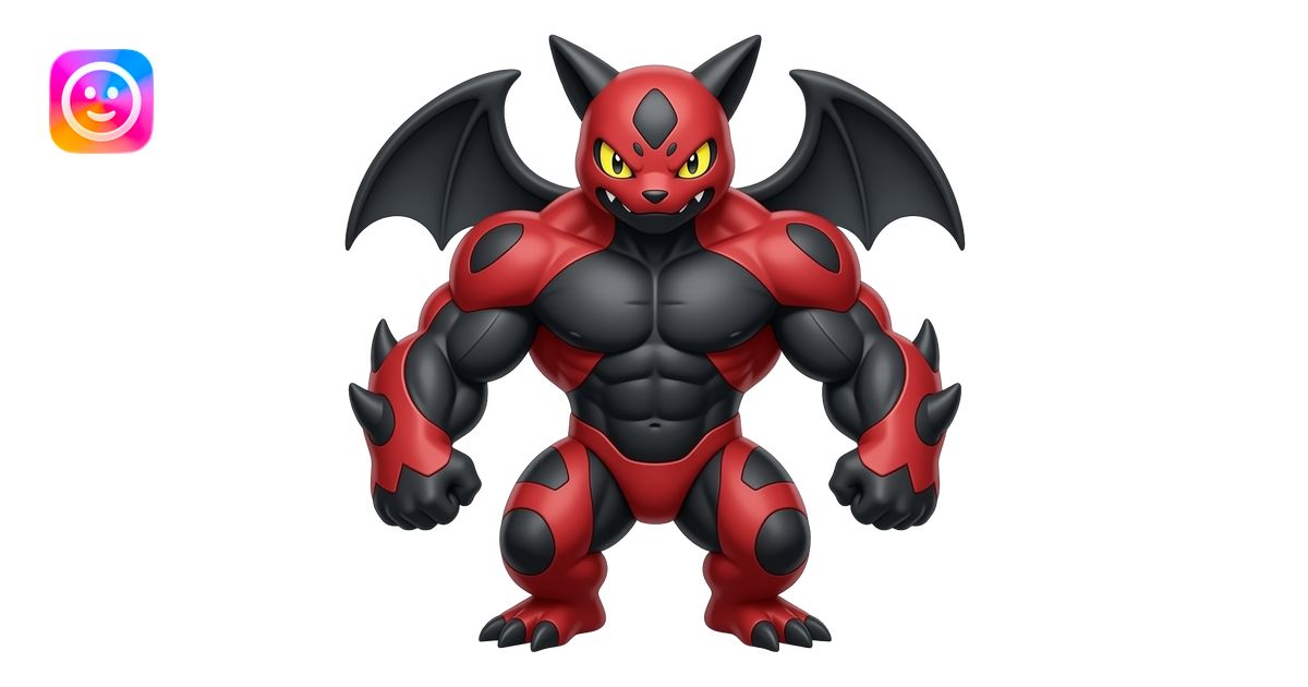 incineroar Pokemon red black yellow eyes black muscles emoji | AI Emoji ...