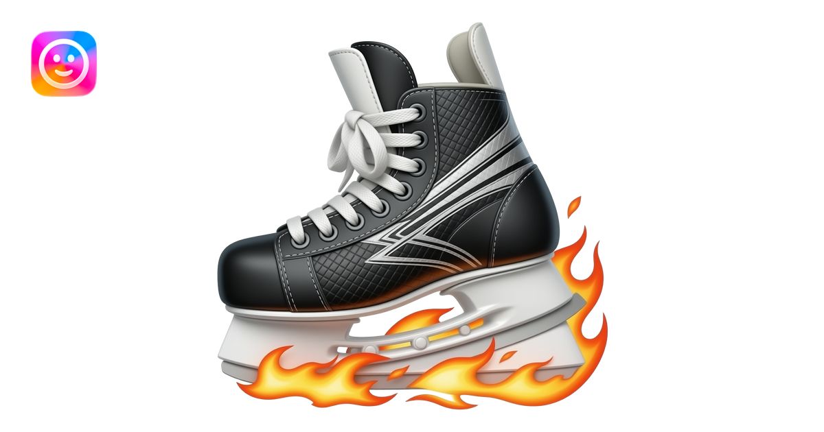 2 Hockey skates with fire comeing off of them emoji | AI Emoji Generator
