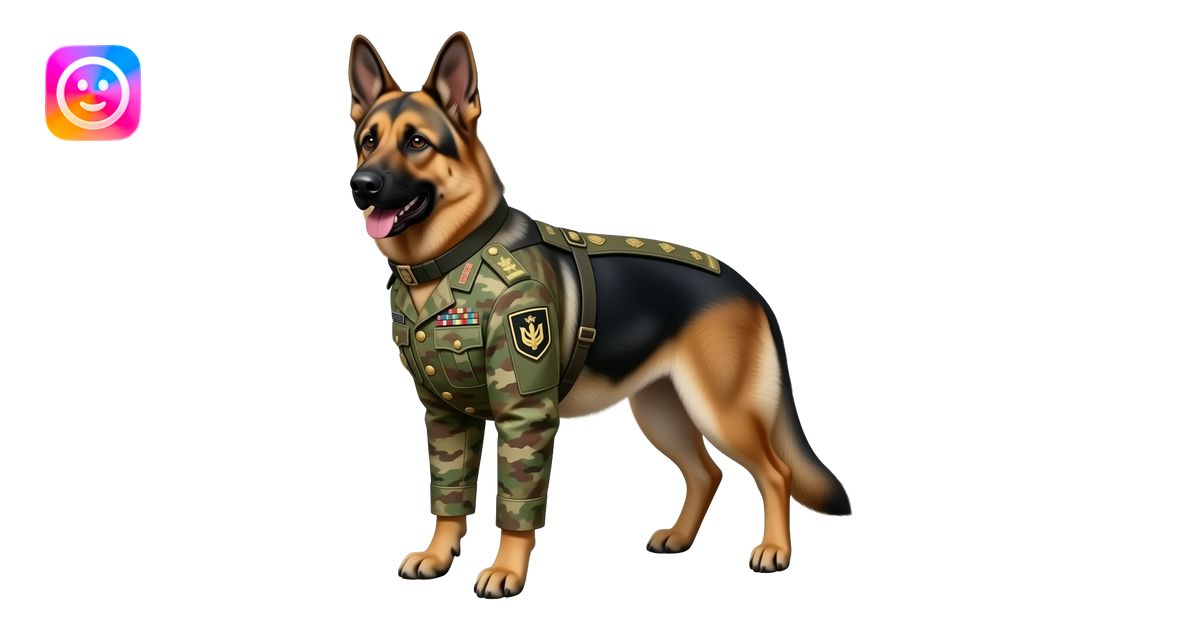 A German Shepherd wearing a full army general uniforms, highly detailed ...