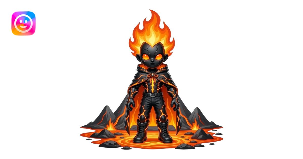 A molten volcano entity with a massive magma head, a small obsidian ...