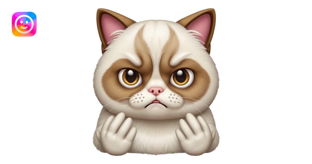 grumpy cat emoji with hands, showing an annoyed expression emoji | AI ...