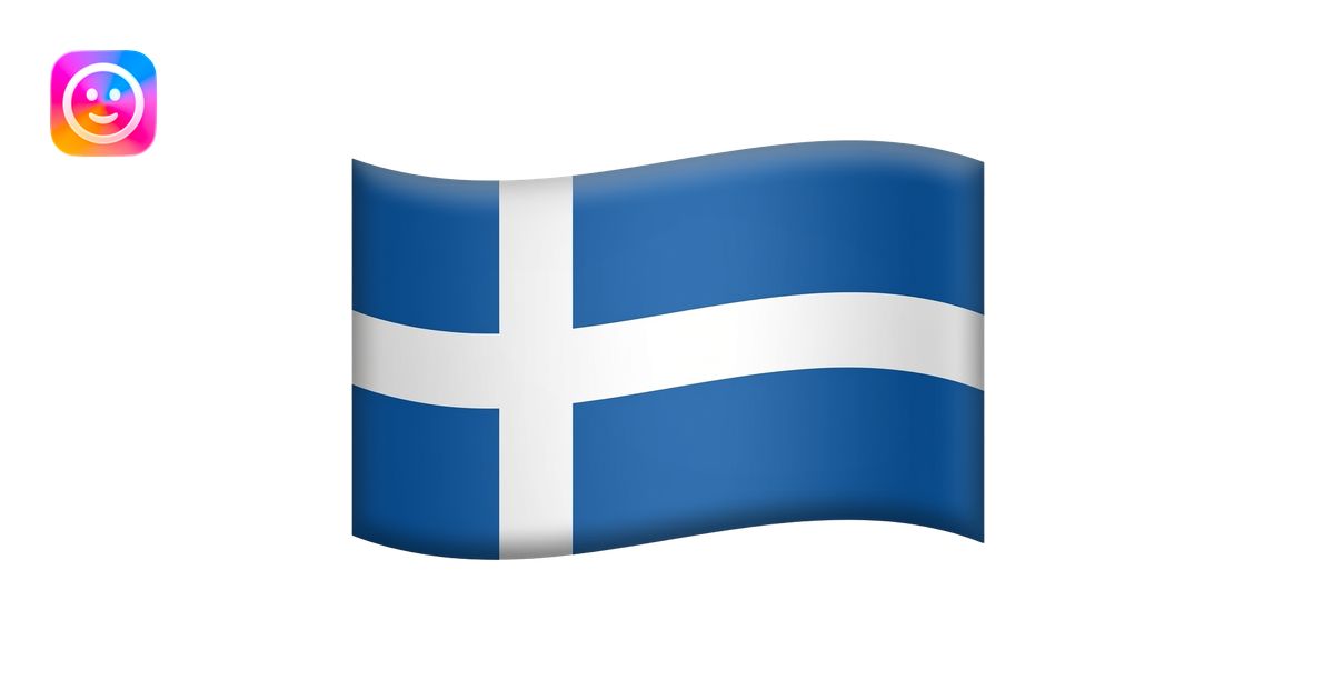 Flag emoji. The flag has a blue background (azure) and there is a white ...