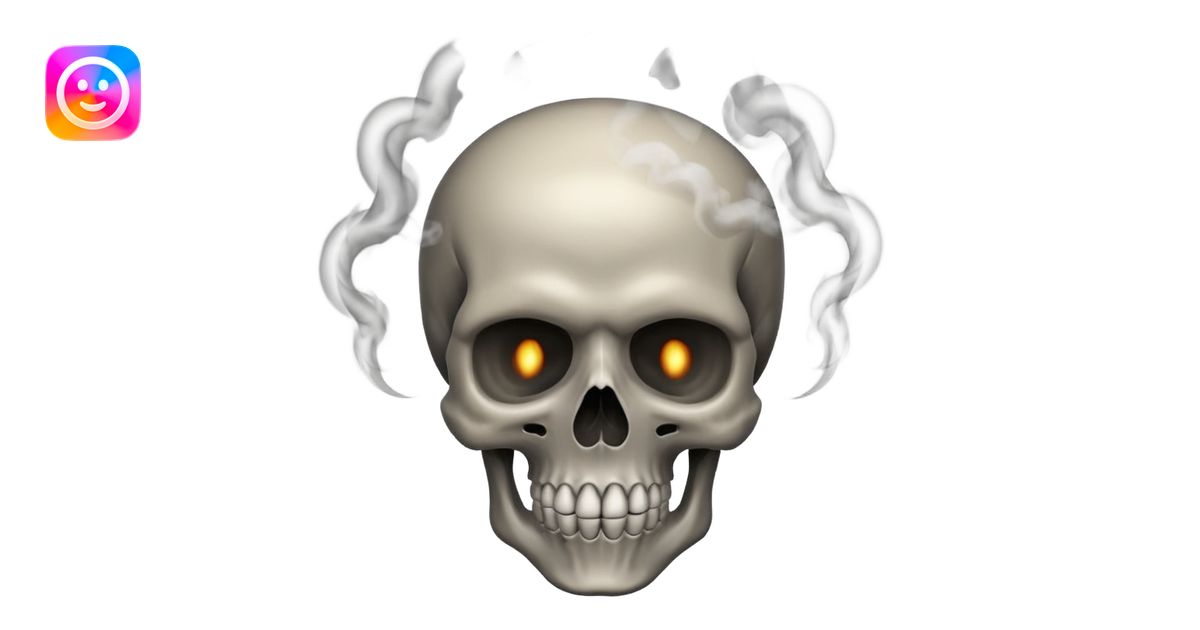Make a skull emoji whose head is blasted off and smoke is coming from ...