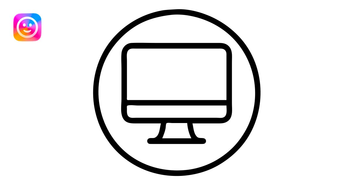 round computer screen, modern, minimal, icon style, clean lines, simple ...