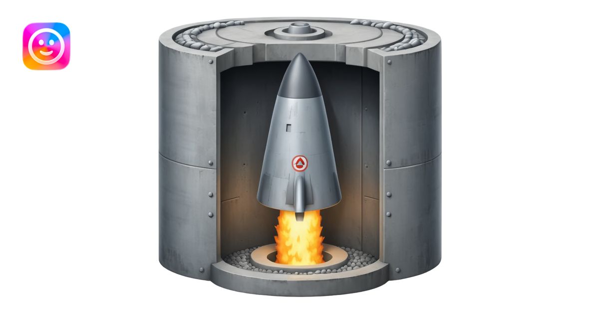 a nuclear missile silo emoji, showing the hatch and a missile launching ...