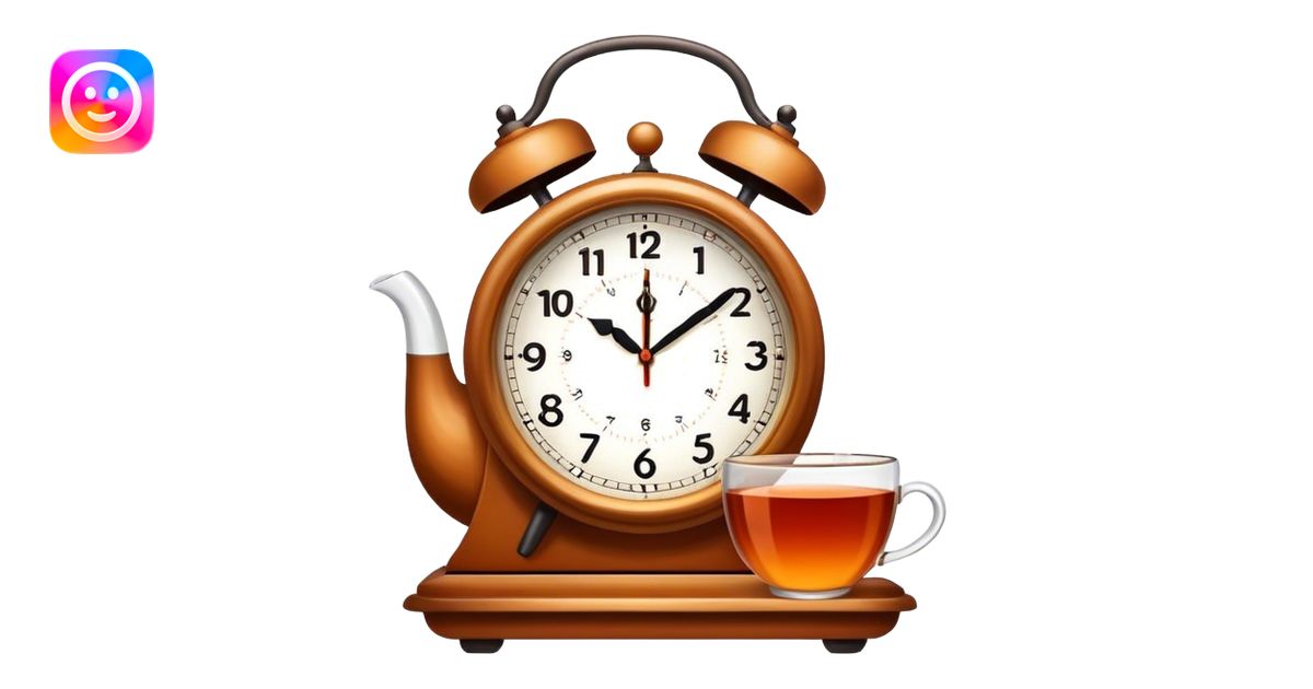 Clock with tea emoji | AI Emoji Generator