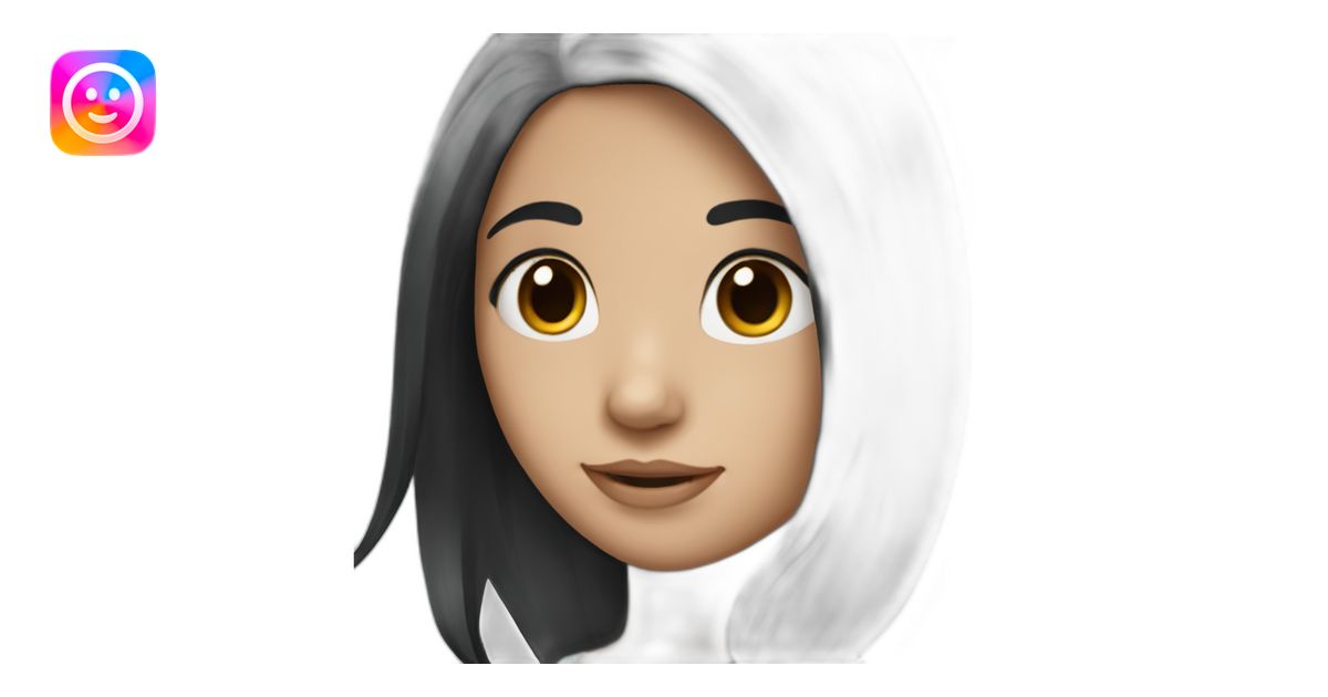 White skin Girl with long black hair and dimples emoji | AI Emoji Generator