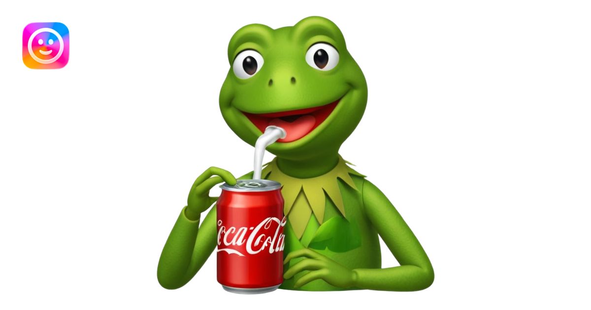 Kermit the frog drinking coca cola emoji | AI Emoji Generator
