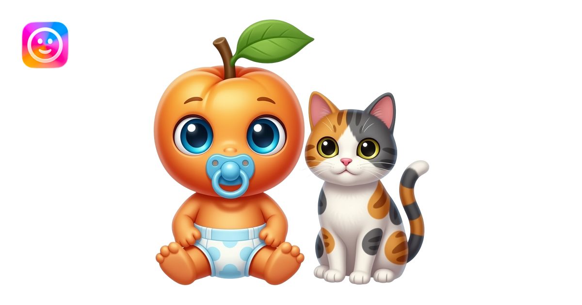 Sparkly blue eyed full body apricot creature with diaper and pacifier ...