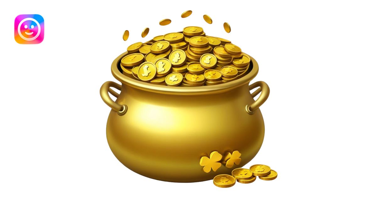 pot of gold with golden coins emoji | AI Emoji Generator