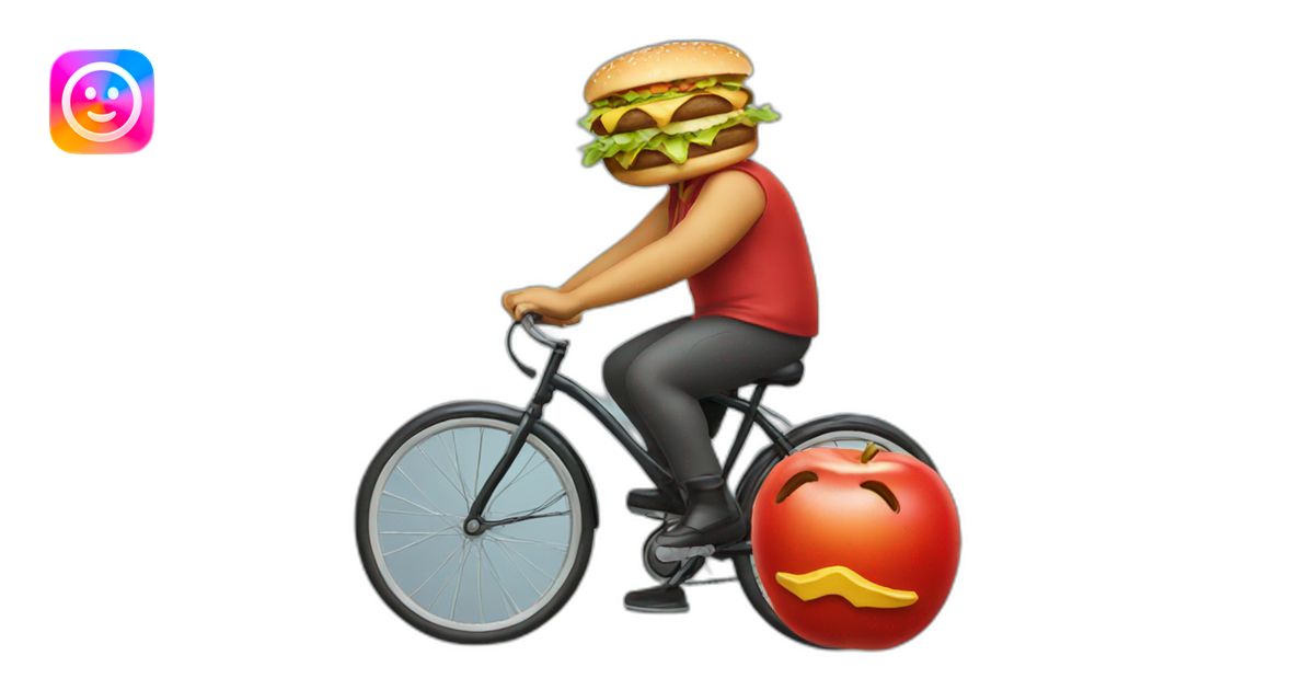 Big mac riding on a bicycle emoji | AI Emoji Generator