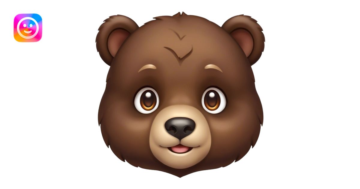 Cinematic Cute bear cub Portrait Emoji, Head tilted playfully and ...